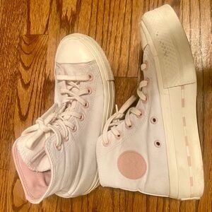 Converse Chuck Taylor Platform Hi-Top Sneakers • White Blush Pink • Women’s US 5